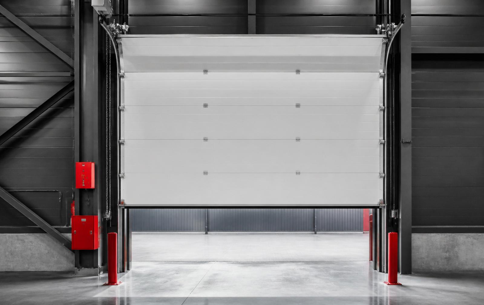 Modern sectional overhead door in an industrial facility